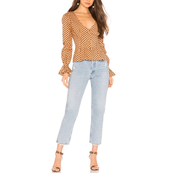 NWT Majorelle Claire Top in Tan & Black Dot Top - Picture 4 of 6